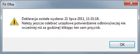 Komunikat o przesłaniu dokumentu