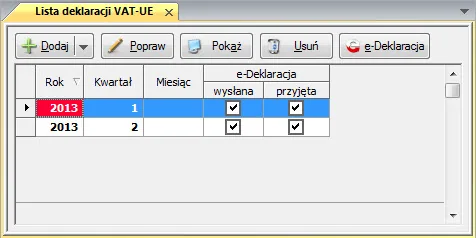 Oznaczenie przyjętej deklaracji na liście