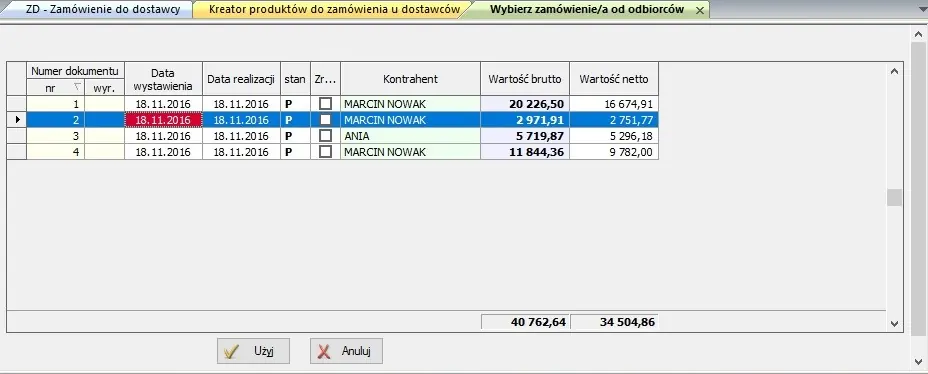 Zrzut ekranu — towary kreator 3 wybierz